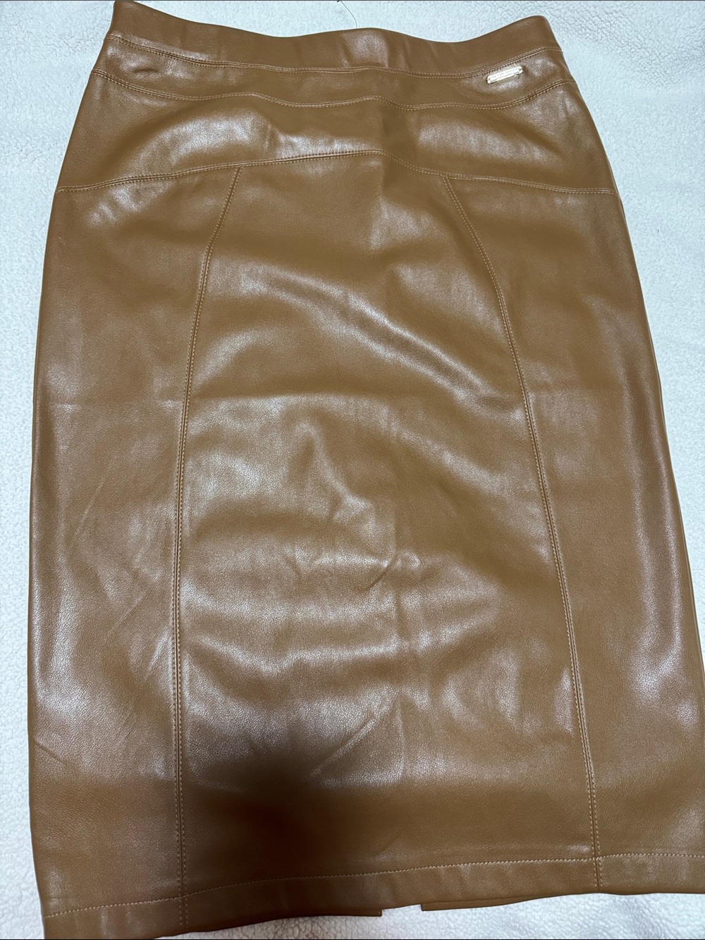 Marc New York Cognac Leather Pencil Skirt